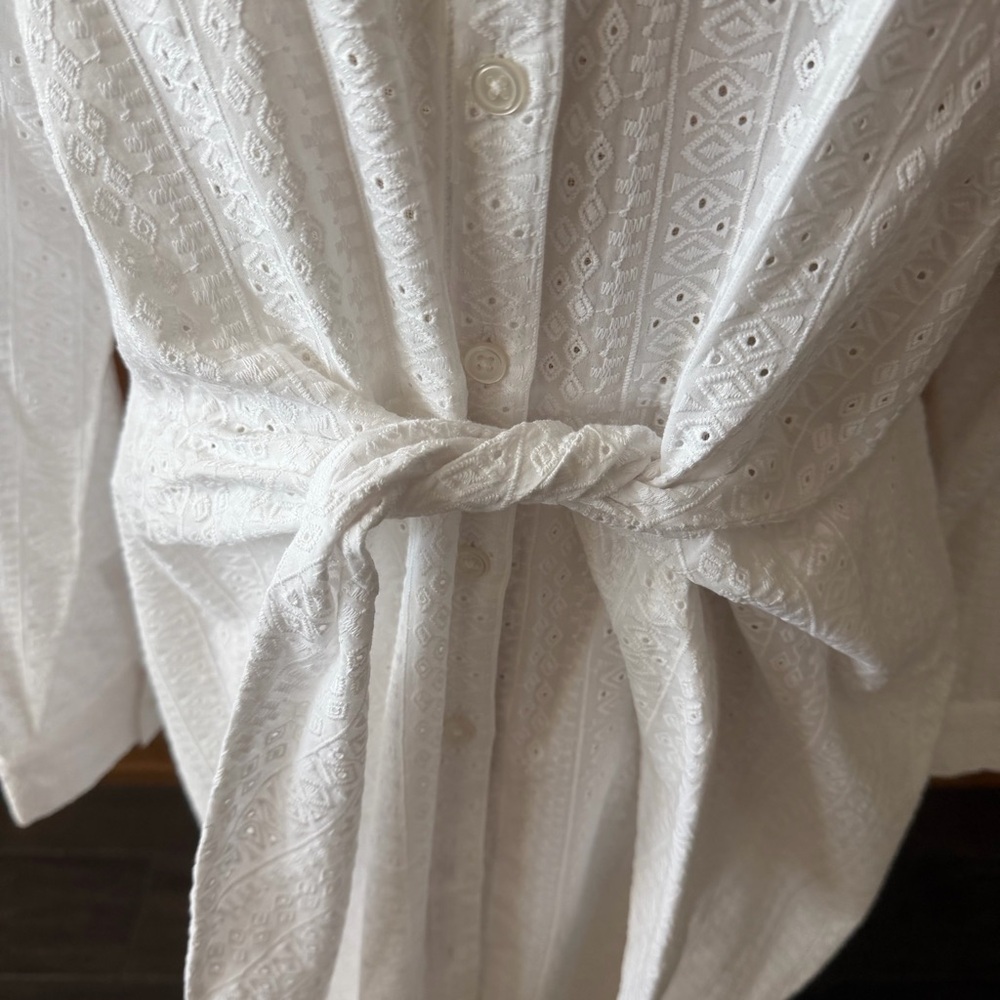 Calvin Klein || white lace tie waist shirt dress - Picture 4 of 9